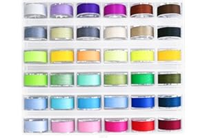 QHAJRYYC 36 Pcs Bobbins and Sewing Threads with Bobbin Case, Assorted Colors Sewing Thread Set, Pre-Wound Bobbins Set for Embroidery and Sewing Machine