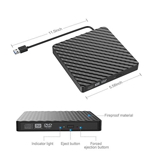 External DVD Drive, VikTck USB 3.0 CD/DVD-RW Drives, Slim High Speed DVD Player Burner for Macbook Air Pro /Air/ iMac and Laptop Desktops Support Windows/ Vista/7/8.1/10, Mac OSX