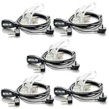 Retevis 2 Pin Acoustic Tube Headset Mic with PTT 2 Way Radio Headset for Baofeng UV-5RA UV-82 Retevis H-777 RT22 Arcshell AR-5 Walkie Talkies (5 Pack)