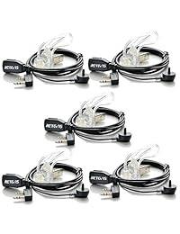 Retevis - Micrófono para auriculares acústicos de 2 clavijas con PTT Auriculares de radio de 2 vías para Kenwood Baofeng UV-5R Retevis H-777 RT22 Walker Talkie de cámara Arcshell (paquete de 5)