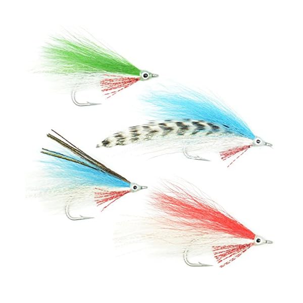 The-Fly-Fishing-Place-Leftys-Deceiver-Fly-Fishing-Flies-Collection-Assortment-of-4-Saltwater-and-Bass-Flies-Hook-Size-10
