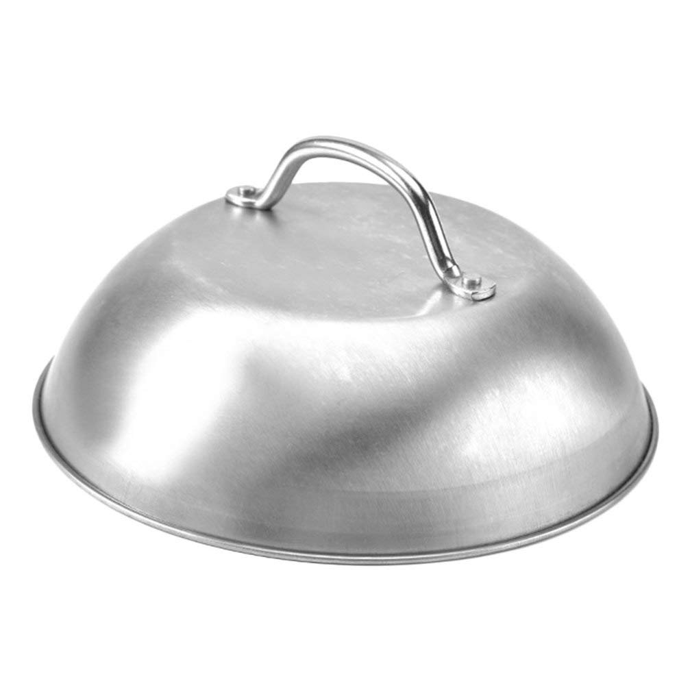 Cabilock Cheese Melting Dome Stainless Steel Round Basting Steaming Cover Burger Lid Food Meal Steak Dish Lids Griddle Grill Accessories for Kitchen Cooking Silver