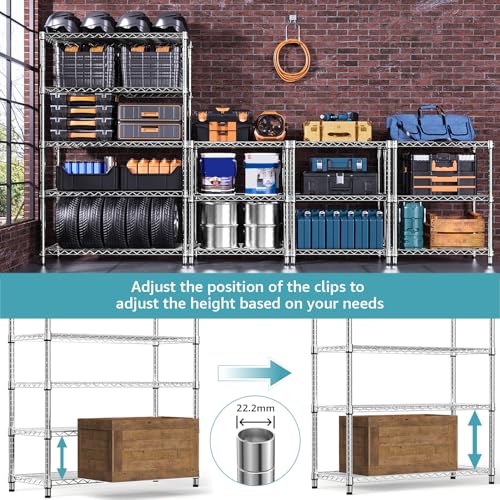 MZG – Storage Shelving 5 Tiers, Wire Organizer, Chrome