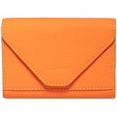 grande 3639 Genuine Leather Card Holder For Women and Men Slim Minimalist Small Accordion Magnetic Wallet (Orange)