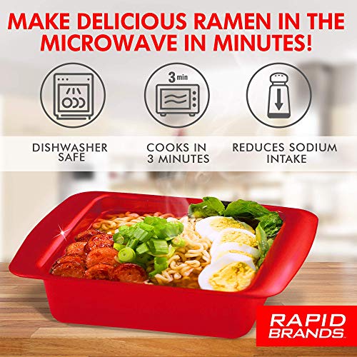 Rapid Ramen Cooker - Microwave Ramen in 3 Minutes - BPA Free and Dishwasher Safe - Red