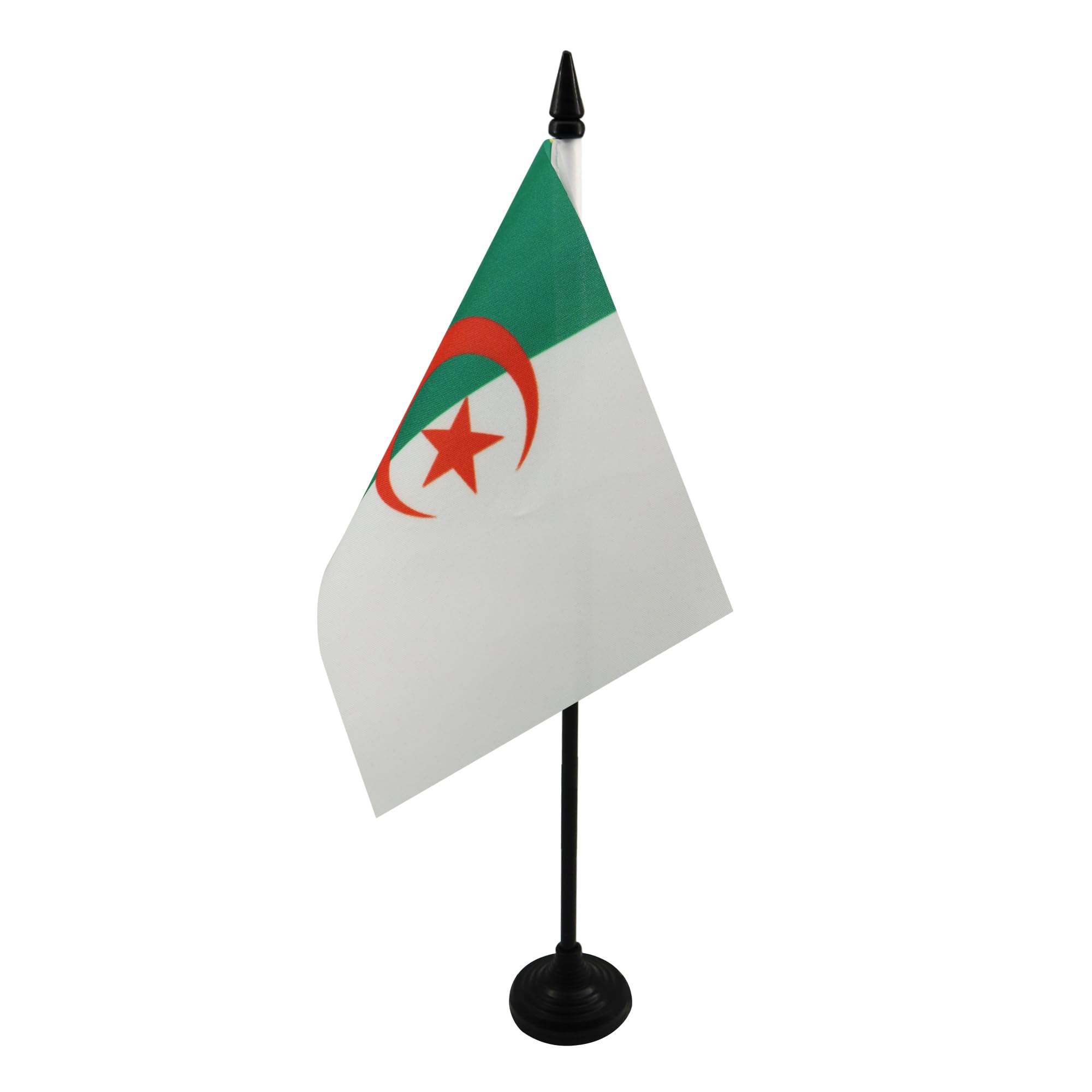AZ FLAG - Algeria Table Flag 4'' x 6'' - Algerian Office Mini Banner 100% Polyester 15 x 10 cm - Mini Desk Flag with 10'' Pole and Black Plastic Base — image 1