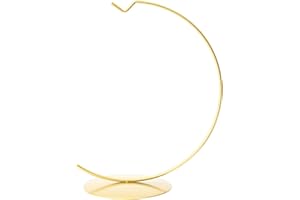 Polish Gallery Glass Ornament Display Stand Holder 7 inch Tall Simple Round Hanger Hook for Glass Ball Ornaments 120mm/5 inch Ø Gold