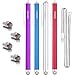 MEKO (4Pcs) Ultra Sensitive New Micro-Fiber Tip Stylus Pen for All Touch Screen Devices Bundle with 4 Replacement Tips,2 Elastic Lanyards (Silver/Red/Blue/Purple)