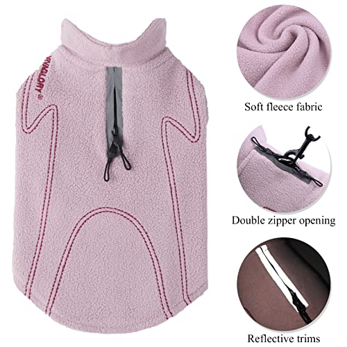 VIVAGLORY Dog Fleece Coat Warm Jacket with Hook and Loop Fastener, Easy