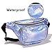 Holographic Fanny Pack, Veckle Iridescent Fanny Pack for Women, Silver Blue