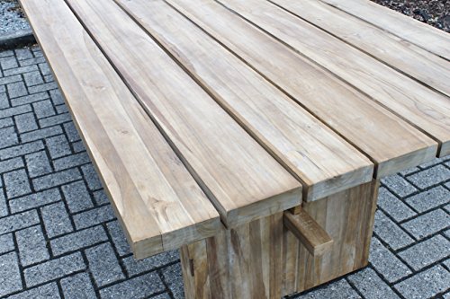 Teak GARTENTISCH Tyrell 240x100 Teakholz antik massiv Tisch Tafel Gartenmöbel – Bild 3