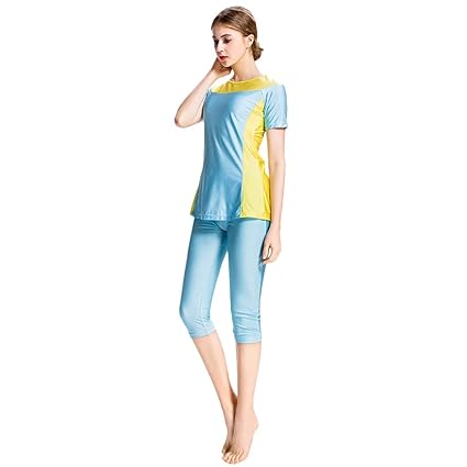 Pingtr - Damen Muslimischen Badeanzug Wetsuit Wassersport Oberteil und Hose - Muslim Islamischen Bescheidene Full Cover Badeb