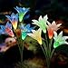 TONULAX Solar Lights Outdoor - Upgradedr Garden Light, Multi-Color Changing Lily Solar Flower Lights for Patio,Yard Decoration, Bigger Flower and Wider Panel (4 Pack,Red, 2 Purple, White)