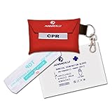 CPR Mask Keychain,Medical CPR Rescue Mask,Ever Ready First Aid CPR Mask Combo Kit,CPR One-Way Valve Mask and exam Gloves Kit (Pack of 1) .ANMEILU