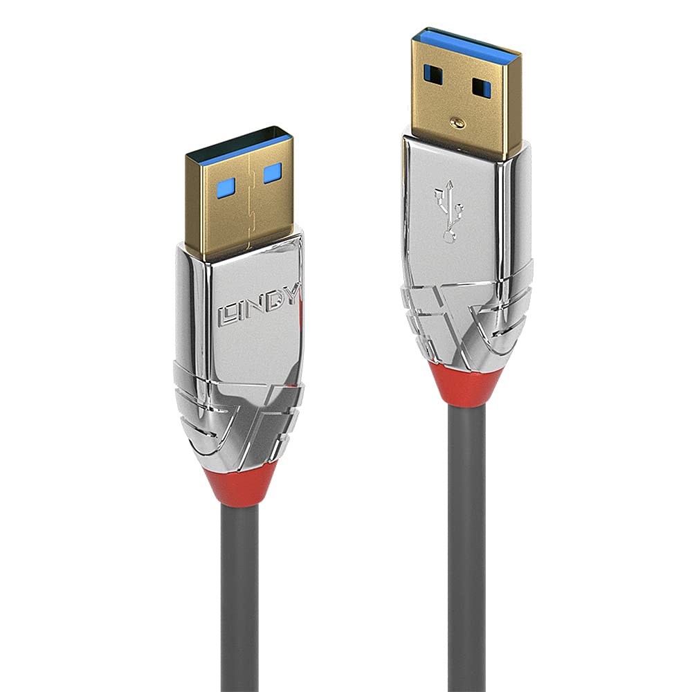LINDY 36627 2m USB A USB A Male Grey USB cable - USB Cables (2 m, USB A, USB A, 3.0 (3.1 Gen 1), 5000 Mbit/s, Grey)