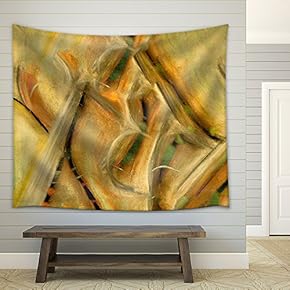 Very Interesting Original Pastel Painting on Paper - Fabric Wall Tapestry Home Decor - 51x60 inches