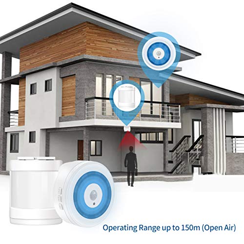 PIR Motion Sensor Alarm, YIROKA Wireless Home Security Driveway Alarm, Motion Detector Alert Kit, Working Range 150M/500FT, Indoor Receiver with Night Light 58 Chimes 4 Volume Levels