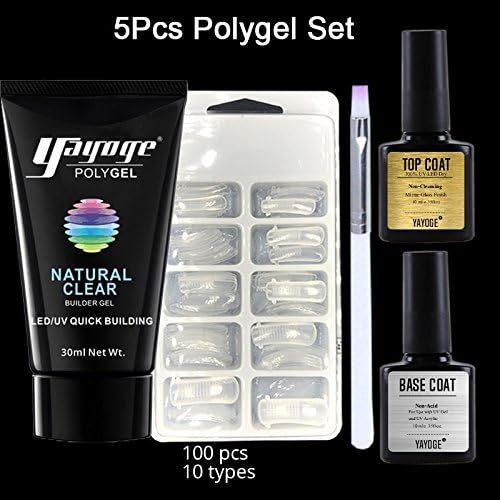 5Pcs/set YAYOGE 30ml Polygel Set Nail Quick Builder Varnish UV LED Nail Extension Kit Hard Gel Camouflage Nail Art DIY Tools(clear)