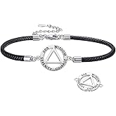 AOBOCO AA Recovery Bracelet 925 Sterling Silver Alcoholics Gifts Triangle Sobriety Stay Sober Recovery Jewelry for Men Women Her