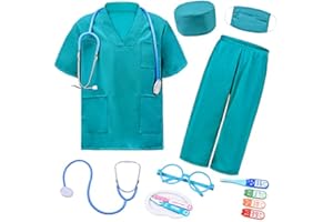 ZZIHAN Doctor Scrubs Set,Doctor Kit for Kids,Doctor Costume With Pretend Play Playset for Kids 3-12Years