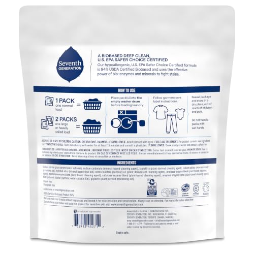 Seventh Generation Laundry Detergent Packs, Free & Clear, Made for Sensitive Skin, photo 12