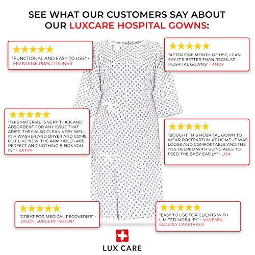 LUXCARE Hospital Gowns for Men and Women Unisex Patient Medical Gowns