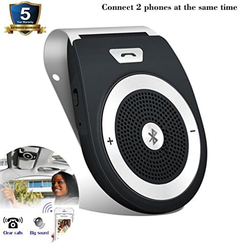 Bluetooth Car Speakerphone, Bluetooth 4.1 Wireless Audio Music Receiver Sun Visor Portable Hands Free Bluetooth Car Kit for iPhone, iPad, Samsung Galaxy,HTC,LG, Android (iPhone 7/Plus Samsung Suppor
