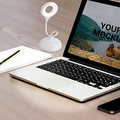 Desk Lamp with USB Charging Port, PEMOTech Folding Desk Lamp,Eye-care Table Lamp,Dimmable LED Lamp,Office Lamp,Rechargeable Reading Light,Touch Control,3 Brightness Levels,Adjustable Gooseneck,1800mAh