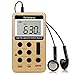 Retekess V112 AM FM Radio Portable Mini Radio with Earphone Pocket Digital Tuning Rechargeable Battery LCD Display for Walking Jogging(Gold) primary