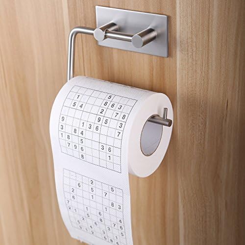 Avtion Self Adhesive SUS 304 Stainless Steel Toilet Paper Holder Storage Bathroom Kitchen Paper Towel Dispenser Stick On Sticky Tissue Roll Hanger Wall Mount Contemporary Style (Mode 1)