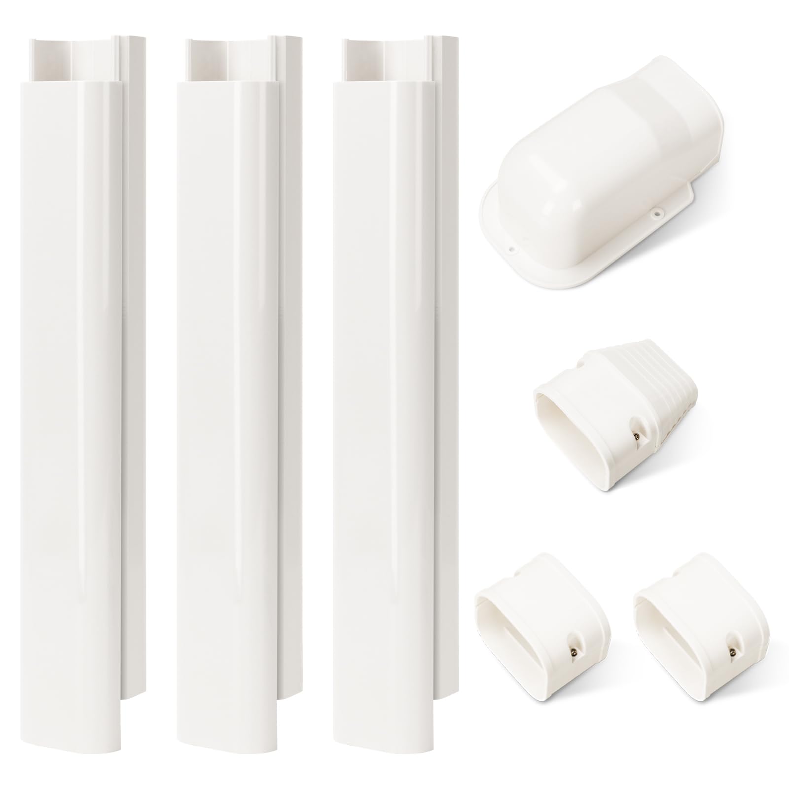 Photo 1 of 3" W 4.2Ft L Line Set Cover Kit for Mini Split Air Conditioners Decorative PVC Slim Line Cover for Central AC & Heat Pumps Systems Tubing Cover