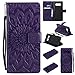 A-slim Galaxy Note 8 Wallet Case, (TM) Sun Pattern Embossed PU Leather Magnetic Flip Cover Card Holders & Hand Strap Wallet Purse Case for Samsung Galaxy Note 8 - Purple