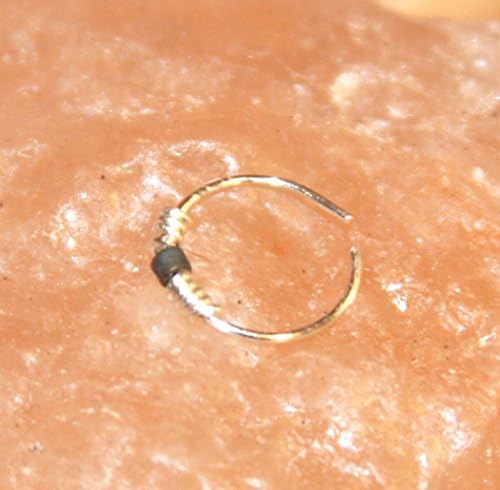 Small Nose Ring, 24 22 20 gauge, Gray Beaded Nose Ring, Nose Hoop, Hoop Earring, Cartilage Hoop, noserings, Piercing Jewelry