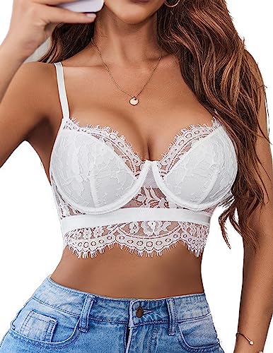 Avidlove White Lace Tank Top for Women Y2k