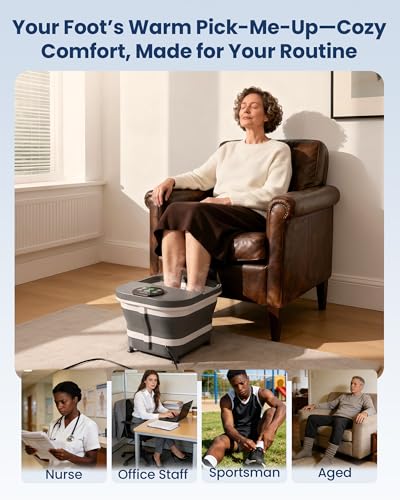 COMFIER Electric Foot Spa Massager with Heat & Automatic Rolling Massage, Adjustable Temperature, 180° Surround Water Spray, Large LED Display, Detachable Massage Plates, Gift for Family and Friends