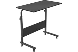 soges 31.5 inches Adjustable Mobile Desk, Small Rolling Lapdesk, Movable Sit-Stand Laptop Table, Standing Computer Desk Cart Tray for Bed Sofa Couch, Black