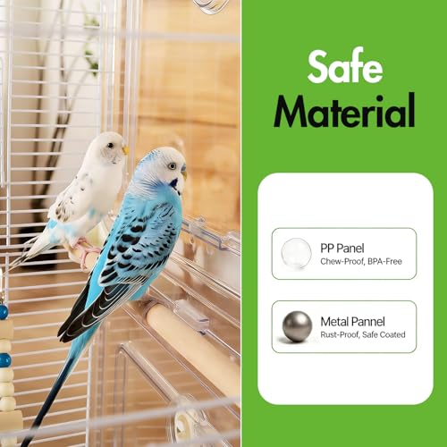 Standing Large Bird Cage,2 Tier Indoor Bird Cage,Include Cross Bar Climbing Ladder Feeders & Nest Dual Door Parakeet Cage,for Various Bird Species,Medium Small Pet Bird Parakeet/Lovebird/Cockatiel