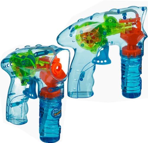 2 x Led Light Up Bubble Gun With Free Solution Shooter Outdoor Summer Fun Kids.