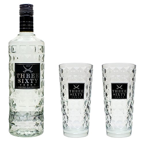 FVLFIL Geschenkkarton vonmeinglas24 mit Three Sixty Vodka 37,5% 0,7l Set und 2 original Gläsern 0,3l – Bild 3