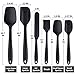 Spatulas Set of 6, Food Grade Silicone Spatulas, Heat Resistant, Seamless One Piece Design, Stainless Steel Core, Kitchen Utensils Nonstick for for Cooking, Baking and Mixing (Black)