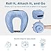 LANGRIA Memory Foam Neck Pillow Ergonomic Contoured U-Shape Travel Pillow with Adjustable Neck Size Washable Cover for Plane Train Car Bus Office (Striped Arctic Blue)