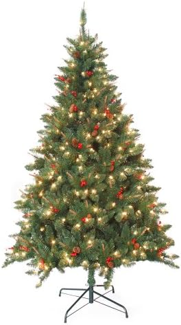 7 Feet. Pre-Lit Berrywood Pine Artificial Christmas Tree