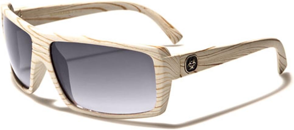 Biohazard Designer Men Boys Rectangle Wood Pattern Sunglasses Full UV400 Protection Free VIBRANT HUT pouch