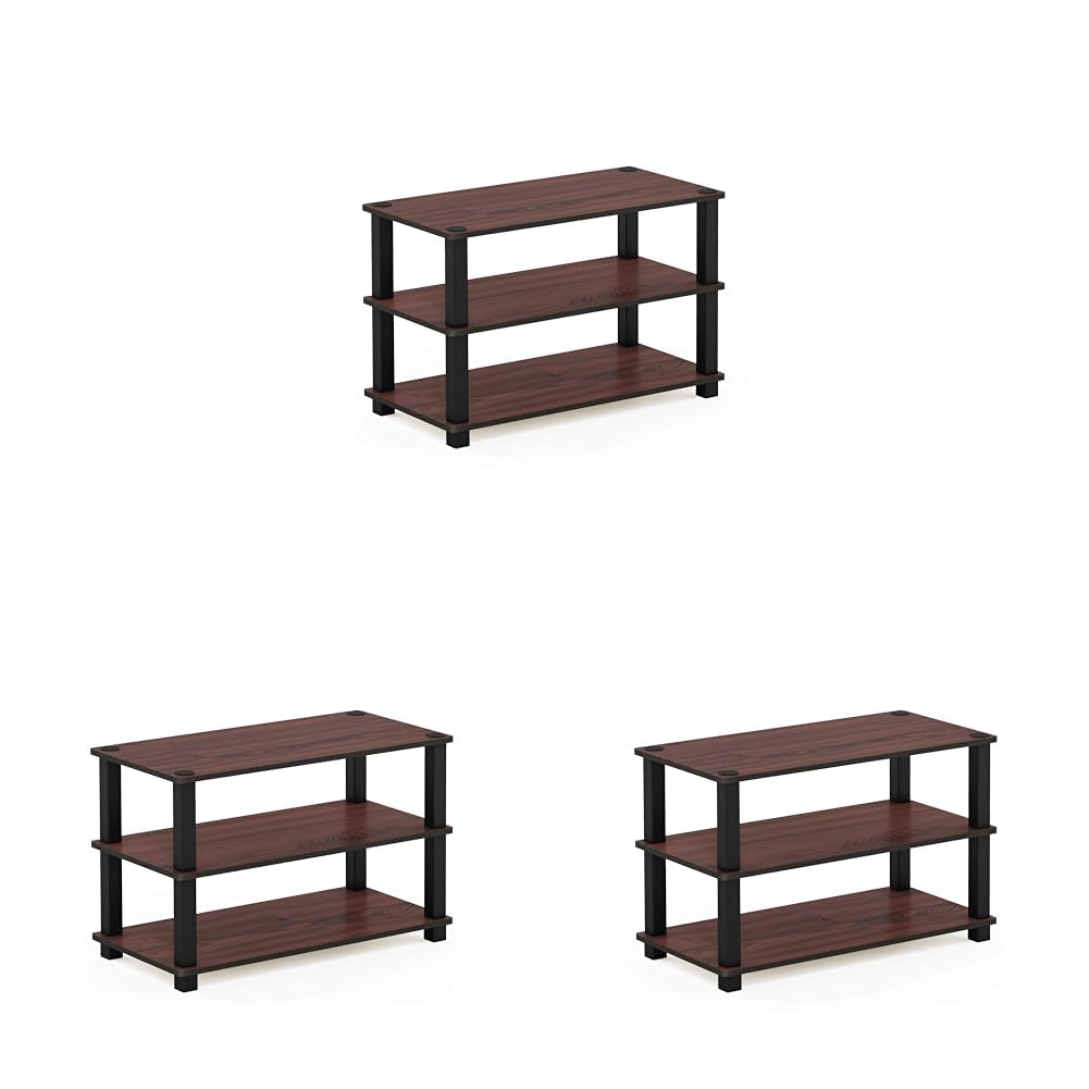 Furinno Turn-S-Tube 3-Tier Shoe Rack, Dark Cherry/Black (Pack of 3) Image