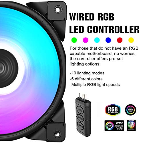 Pccooler 120mm Case Fan Dawn Series, 3M120HALO LED RGB Silent Fans - Advanced Lighting Customizations with 7 Colors&10 Lighting Modes - PWM High Performance Cooling Fan for PC Case Computer Fan - Thumbnail 2