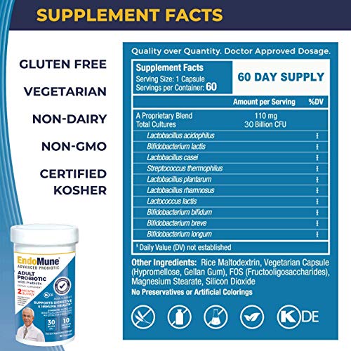 EndoMune Advanced Adult MultiStrain Probiotic Supplement with