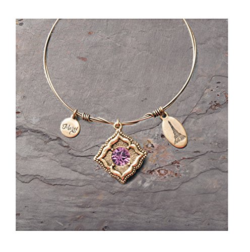 Beaucoup Designs Women's Jewelry C'est la Vie Crystal Birthstone Gold Bracelets (Amythist - February)