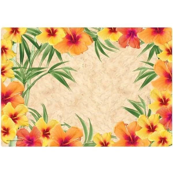 Amazon Com Hoffmaster Hibiscus Placemats 2 Paper Placemats 50 Per Pack Home Kitchen