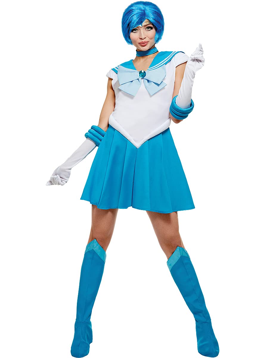 Funidelia | Sailor Mercury Costume - Sailor Moon for woman Anime, Cosplay, Cartoons - Costumes for adults, accessory fancy dress & props for Halloween, carnival & parties - Size M - Blue