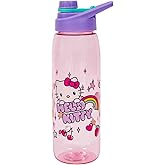 Sanrio Hello Kitty Rainbow Treats and Stars 28-Ounce Water Bottle with Lid | BPA-Free Plastic Sports Jug With Leakproof Screw-Top Lid | Hydration For Outdoor Activities, Gym Fitness | Cute Gifts